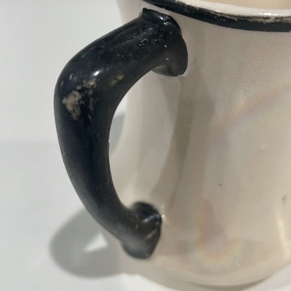 Vintage 1930s Luster Ware White Iridescent Creamer Pitcher w/ Black Handle - Picture 4 of 4